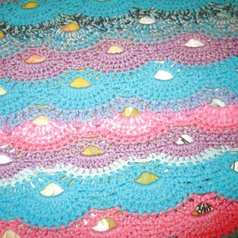 Vtg Crochet Knit Afghan 71